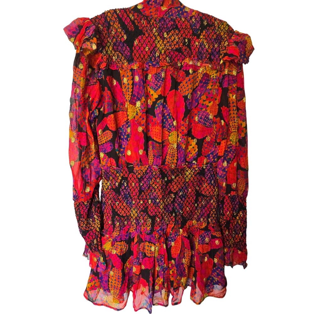 New Farm Rio Heart Daisy Fairy Whimsy Ruffled Long Sleeve Colorful Dress Size M - Picture 3 of 13